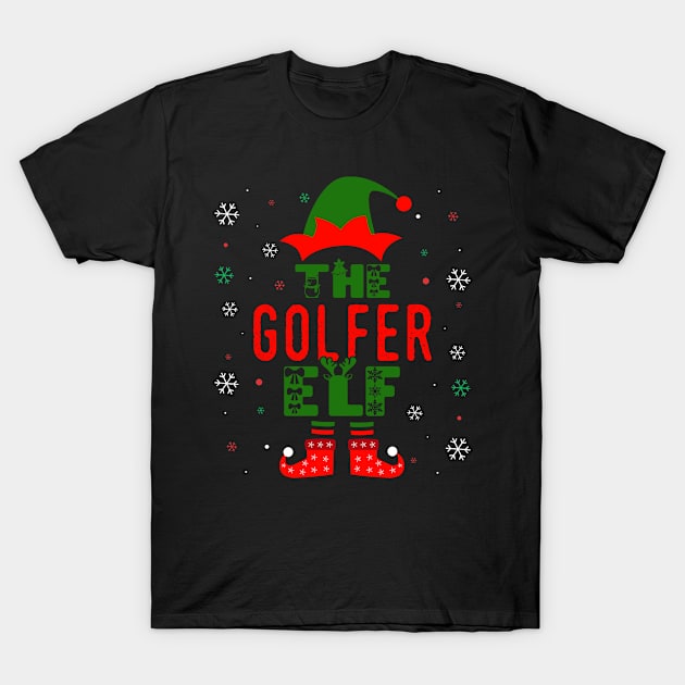 Family Christmas Matching Squad Outfit Elf Funny Golfer T-Shirt by TheVintageChaosCo.
